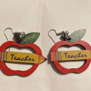 “Teacher” apple earrings